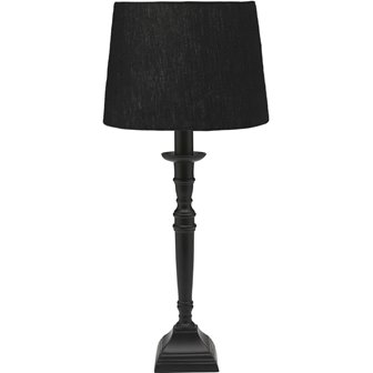 zdjęcie Czarna lampa stołowa klasyczna z abażurem Salong
